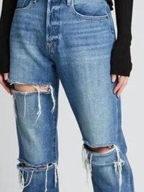 Frame Denim Le Original Straight-Leg Slashed Jeans